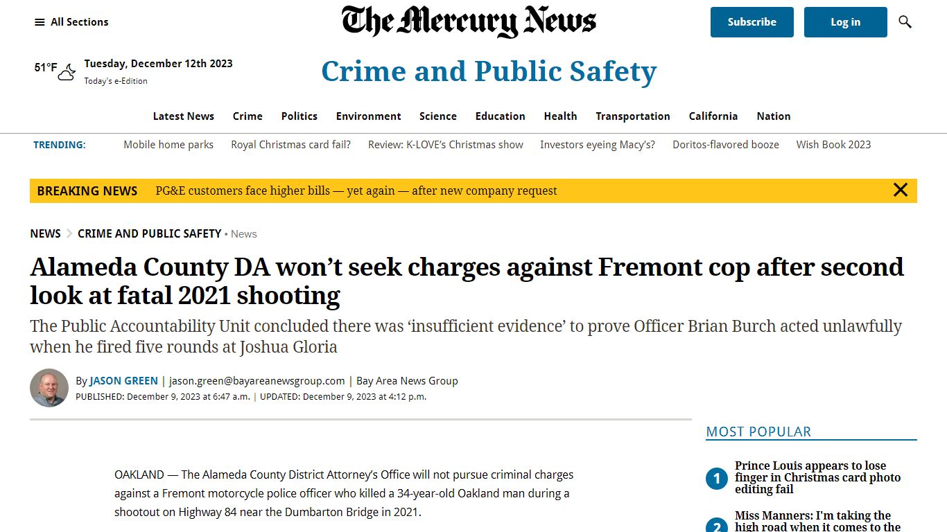 Alameda County DA won’t seek charges against Fremont cop after second ...